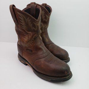 Ariat Mens Size 9.5 EE Brown Leather Waterproof Composite Cowboy Work Boots
